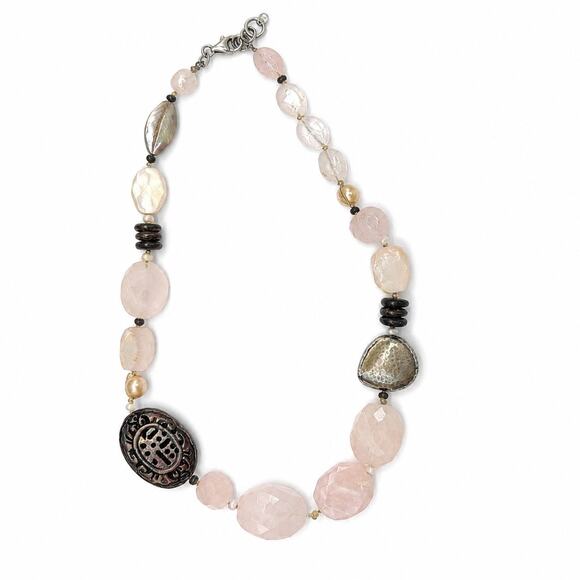Silpada Jewelry - Silpada Peyote Bird Rose Quartz Gemstone Necklace N1819 Sterling Silver